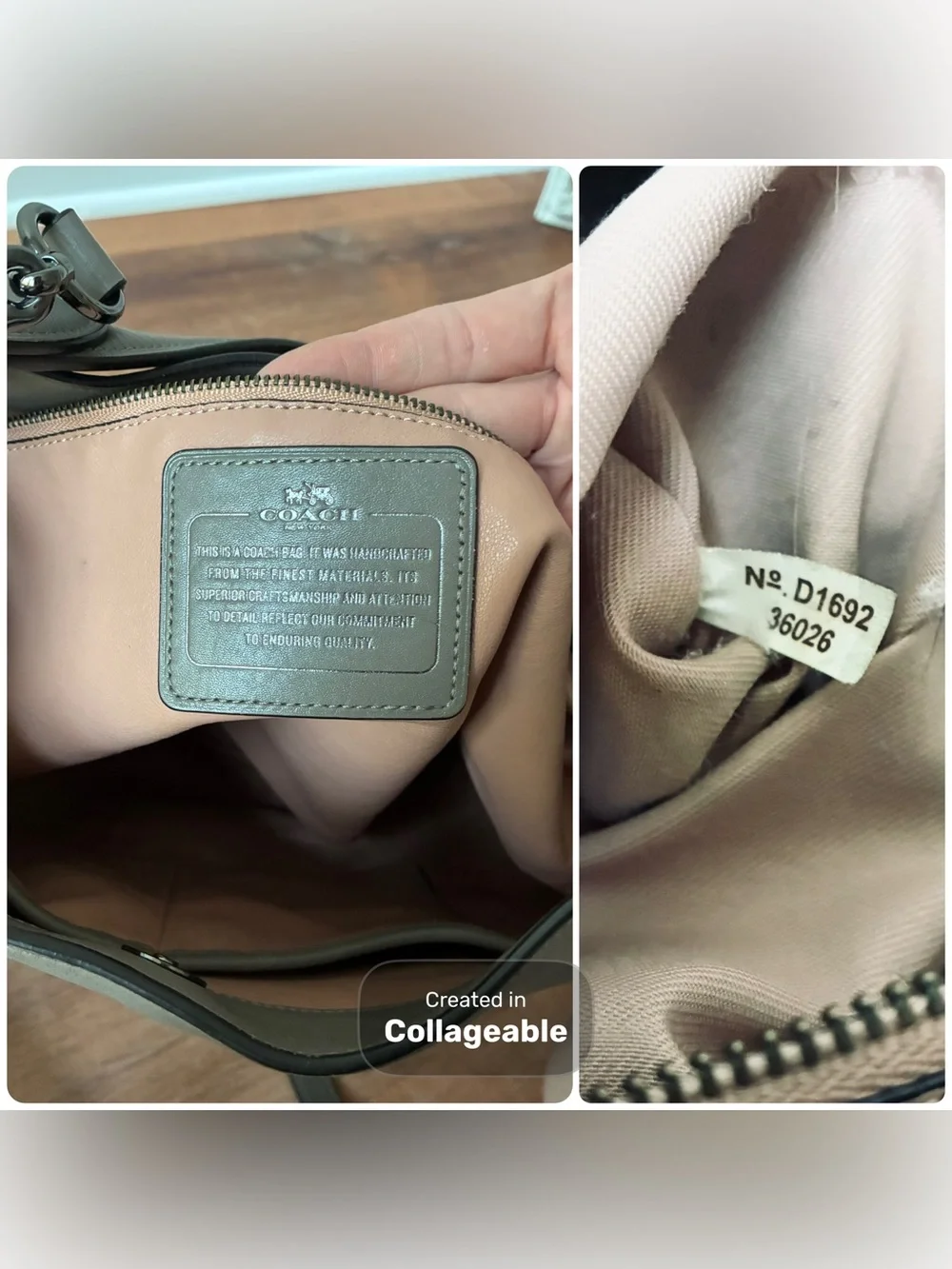 Coach Mae Leather Hobo Shoulder Crossbody Purse, 36026, Grey Birch / Gunmetal